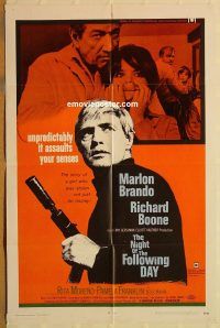 y802 NIGHT OF THE FOLLOWING DAY one-sheet movie poster '69 Brando, Boone