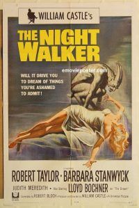 y804 NIGHT WALKER one-sheet movie poster '65 Robert Taylor, Stanwyck