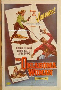 y824 OKLAHOMA WOMAN one-sheet movie poster '56 AIP western bad girl!
