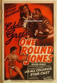 y835 ONE ROUND JONES one-sheet movie poster '40s African American boxing!