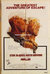 y853 PAPILLON one-sheet movie poster '74 Steve McQueen, Dustin Hoffman