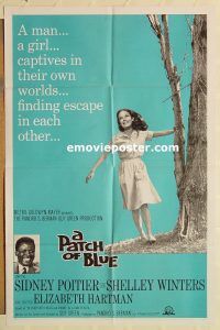 y859 PATCH OF BLUE one-sheet movie poster '66 Sidney Poitier, Winters