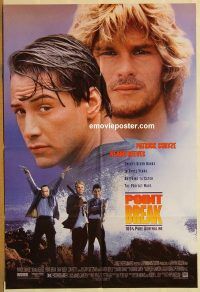 y878 POINT BREAK DS one-sheet movie poster '91 Keanu Reeves, surfing