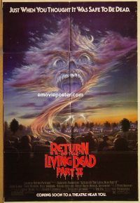 y931 RETURN OF THE LIVING DEAD 2 advance one-sheet movie poster '88 cool!