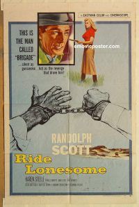 y938 RIDE LONESOME one-sheet movie poster '59 Randolph Scott, Boetticher
