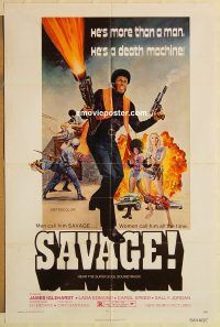 y970 SAVAGE one-sheet movie poster '73 wild blaxploitation image!