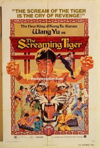y976 SCREAMING TIGER one-sheet movie poster '73 AIP martial arts!