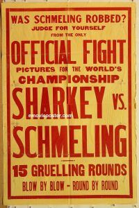 z005 SHARKEY VS SCHMELING one-sheet movie poster '30s boxing match!