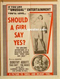 z012 SHOULD A GIRL SAY YES one-sheet movie poster '48 she should!