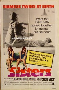 z022 SISTERS one-sheet movie poster '73 Brian De Palma, AIP, Kidder