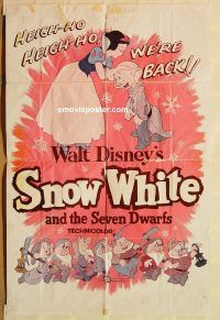 z038 SNOW WHITE & THE SEVEN DWARFS one-sheet movie poster R58 Disney