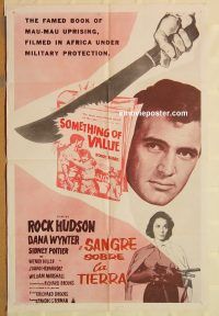 z041 SOMETHING OF VALUE one-sheet movie poster R60s Rock Hudson, Poitier