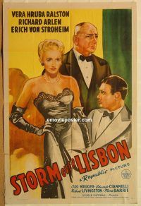 z068 STORM OVER LISBON one-sheet movie poster '44 Erich von Stroheim