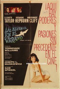 z082 SUDDENLY LAST SUMMER Spanish/US one-sheet movie poster '60 Liz Taylor