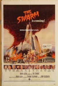 z090 SWARM style B one-sheet movie poster '78 Irwin Allen, wild bee attack!