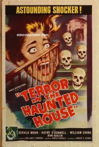 z115 TERROR IN THE HAUNTED HOUSE one-sheet movie poster '58 psycho horror!