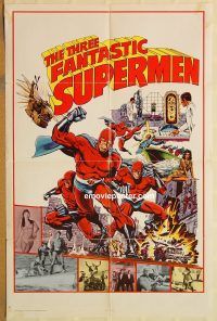 z133 THREE FANTASTIC SUPERMEN one-sheet movie poster '76 kung fu!