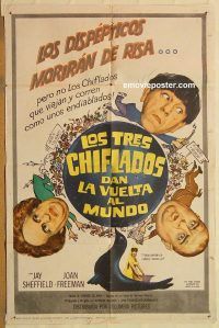 z134 THREE STOOGES GO AROUND THE WORLD IN A DAZE Spanish one-sheet movie poster '63