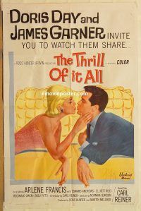 z136 THRILL OF IT ALL one-sheet movie poster '63 Doris Day, James Garner
