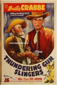 z140 THUNDERING GUN SLINGERS one-sheet movie poster '44 Buster Crabbe