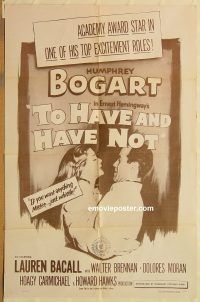 z146 TO HAVE & HAVE NOT one-sheet movie poster R56 Humphrey Bogart, Bacall