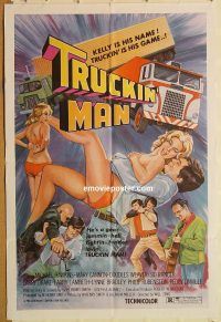 z161 TRUCKER'S WOMAN one-sheet movie poster '75 big rig sex, Truckin' Man!