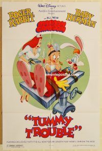 z163 TUMMY TROUBLE DS one-sheet movie poster '89 Roger & Jessica Rabbit!