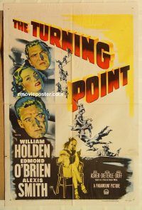z165 TURNING POINT one-sheet movie poster '52 Holden, film noir!