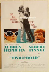z169 TWO FOR THE ROAD one-sheet movie poster '67 Audrey Hepburn, Al Finney
