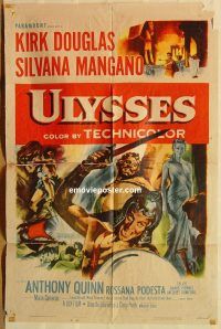 z171 ULYSSES one-sheet movie poster '55 Kirk Douglas, Silvana Mangano