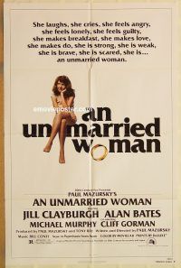 z178 UNMARRIED WOMAN one-sheet movie poster '78 Jill Clayburgh, Alan Bates