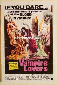 z183 VAMPIRE LOVERS one-sheet movie poster '70 Peter Cushing, AIP horror!