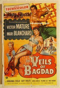 z186 VEILS OF BAGDAD one-sheet movie poster '53 Victor Mature, Blanchard
