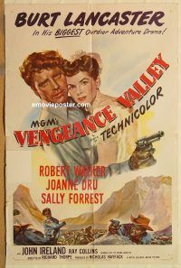 z188 VENGEANCE VALLEY one-sheet movie poster '51 Burt Lancaster, Dru