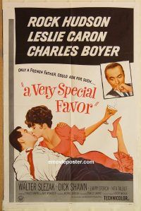z190 VERY SPECIAL FAVOR one-sheet movie poster '65 Rock Hudson, Caron
