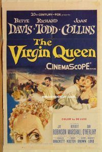 z197 VIRGIN QUEEN one-sheet movie poster '55 Bette Davis, Richard Todd