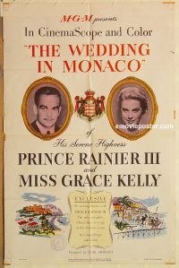 z217 WEDDING IN MONACO one-sheet movie poster '56 Miss Grace Kelly!