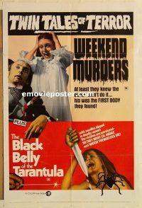 z219 WEEKEND MURDERS/BLACK BELLY OF THE TARANTULA one-sheet movie poster '72