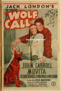 z252 WOLF CALL one-sheet movie poster '39 Jack London, John Carroll