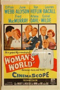 z255 WOMAN'S WORLD one-sheet movie poster '54 Allyson, Webb, Heflin, Bacall