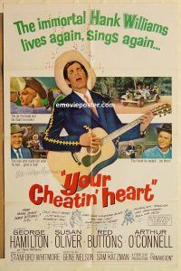 z267 YOUR CHEATIN' HEART one-sheet movie poster '64 Hank Williams bio