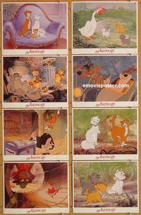 a059 ARISTOCATS 8 movie lobby cards R87 Walt Disney feline cartoon!
