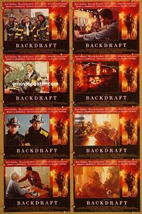 a068 BACKDRAFT 8 English movie lobby cards '91 Kurt Russell, Baldwin