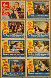 a069 BAD & THE BEAUTIFUL 8 movie lobby cards '53 Turner, K. Douglas