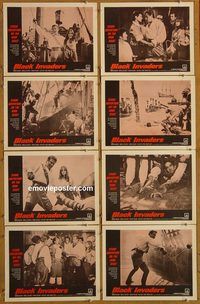 a104 BLACK INVADERS 8 movie lobby cards '63 AIP Italian adventure!