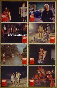 a139 BROTHERHOOD OF SATAN 8 movie lobby cards '71 Strother Martin