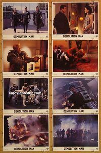 a213 DEMOLITION MAN 8 movie lobby cards '93 Sylvester Stallone, Snipes