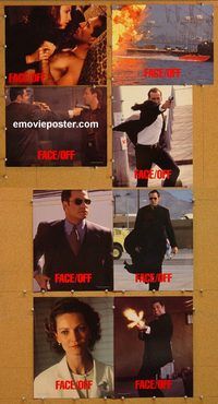 a253 FACE/OFF 8 movie lobby cards '97 John Travolta, Nicholas Cage