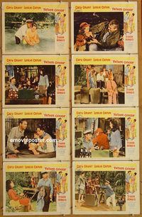 a261 FATHER GOOSE 8 movie lobby cards '65 Cary Grant, Leslie Caron