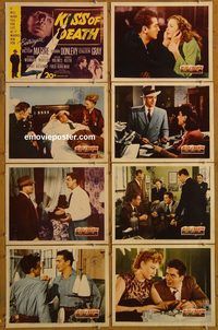 a415 KISS OF DEATH 8 movie lobby cards '47 Mature, film noir